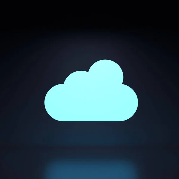 Cloud Storage Icon Neon Element Black Background Rendering Illustration High — Zdjęcie stockowe