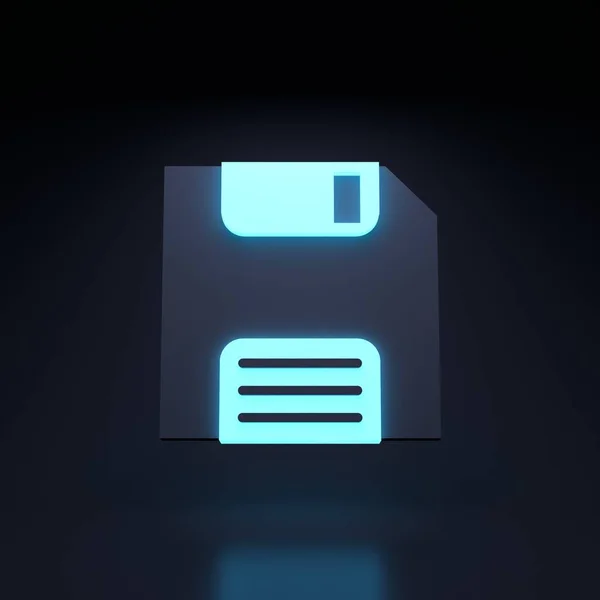 Floppy Disk Icoon Met Neon Elementen Weergave Illustratie Hoge Kwaliteit — Stockfoto
