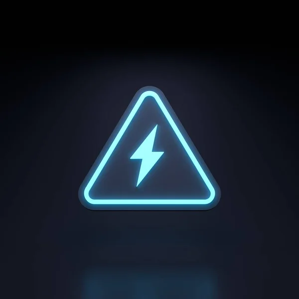 Neon Symbol Gefährlich Blitz Einem Dreieck Auf Schwarzem Hintergrund Mit — Stockfoto