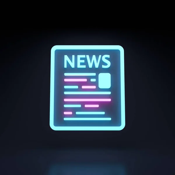 Giornale Notizie Con Elementi Neon Illustrazione Rendering Illustrazione Alta Qualità — Foto Stock