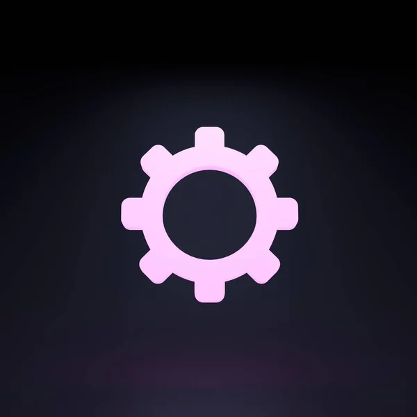 Neon Gear Icon Settings Black Background Rendering Illustration High Quality — Stock Photo, Image
