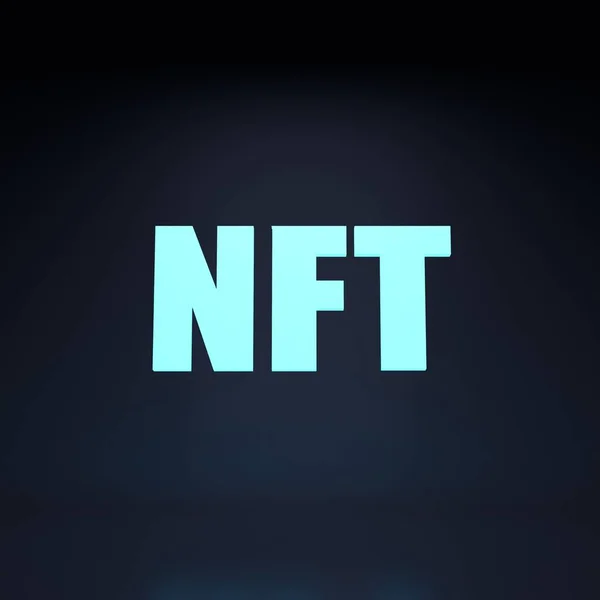 Nft Neon Ikon Rendezés Illusztráció — Stock Fotó