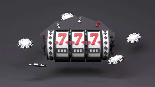 Spelautomat Resultattavla Med Vinnande Kombination Kasino Element Render Illustration — Stockfoto