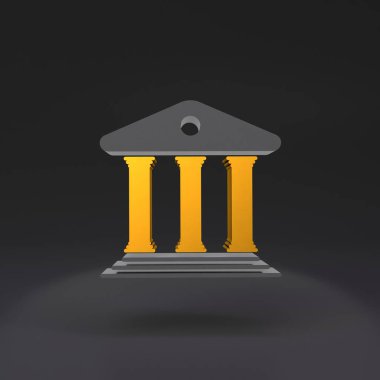 Altın ikon banka binası 3d resim çizimi
