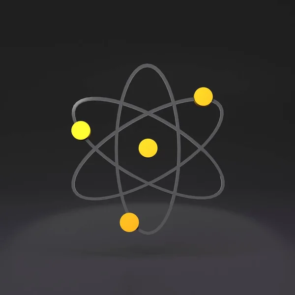 Golden Atom Ikon Render Illustration — Stockfoto