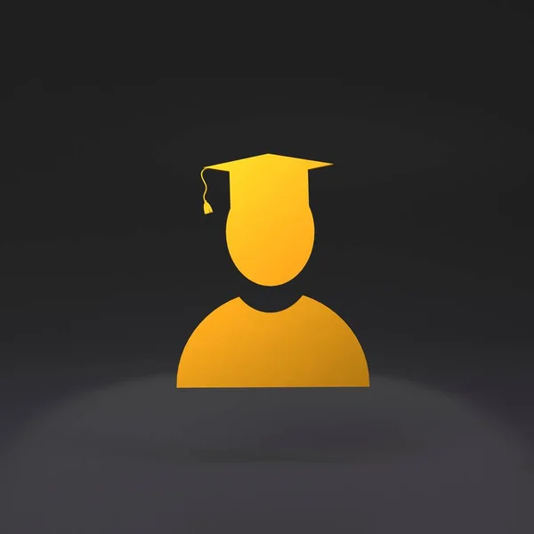 Golden student icon .3d render illustration