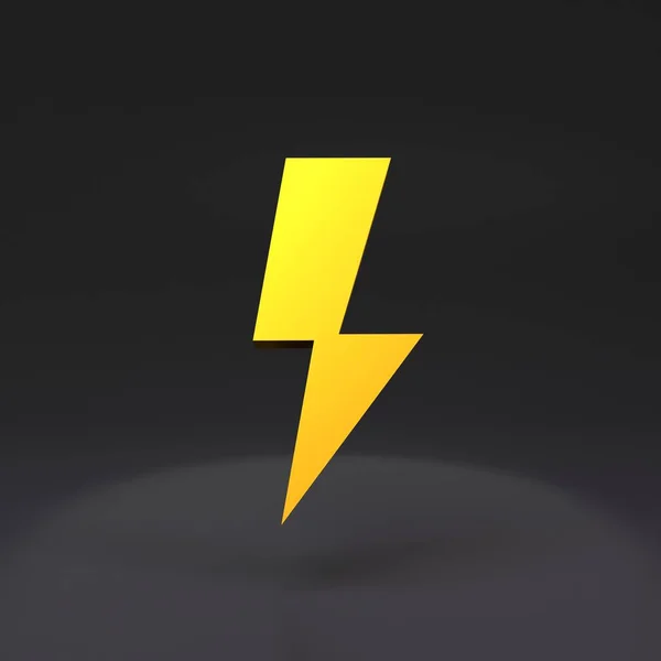 Golden Lightning Icon Render Illustration — Stock Photo, Image