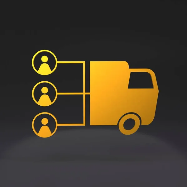 Delivery Car Golden Icon Render Illustration — Stock Photo, Image