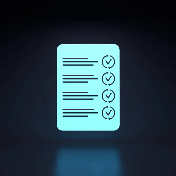 Neon List Icon Checked Items Render Illustration — Stock Photo, Image