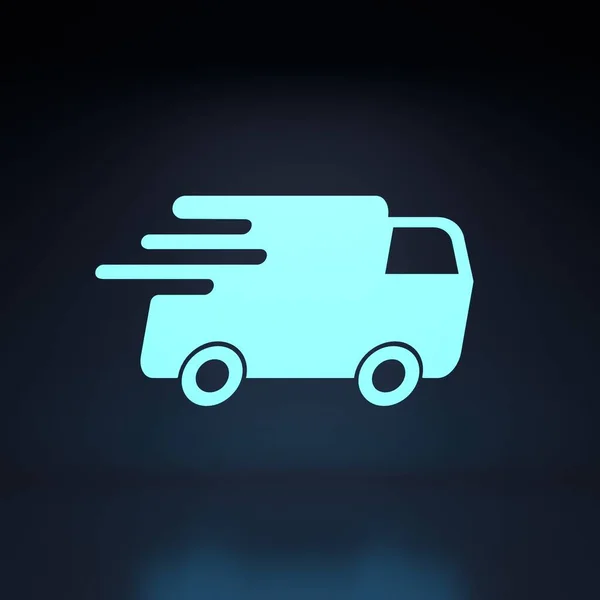 Delivery car neon icon .3d render illustration