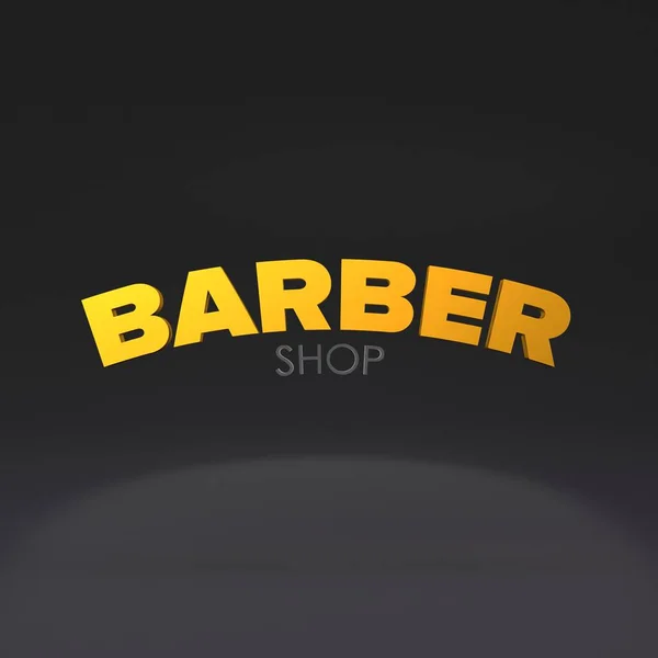 Logotipo Barbearia Preta Dourada Renderizar Ilustração — Fotografia de Stock