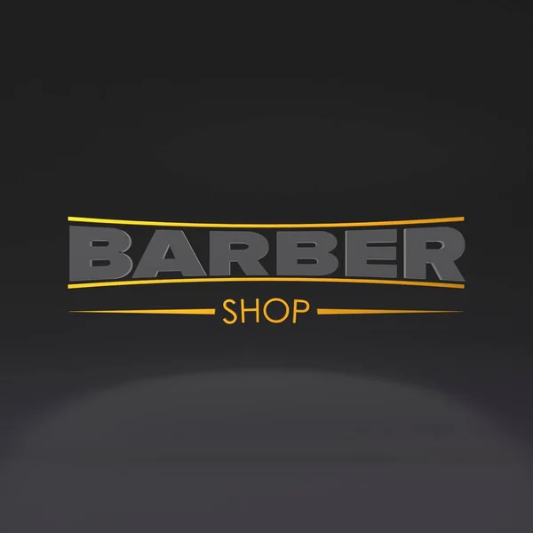 Logotipo Barbearia Preta Dourada Renderizar Ilustração — Fotografia de Stock