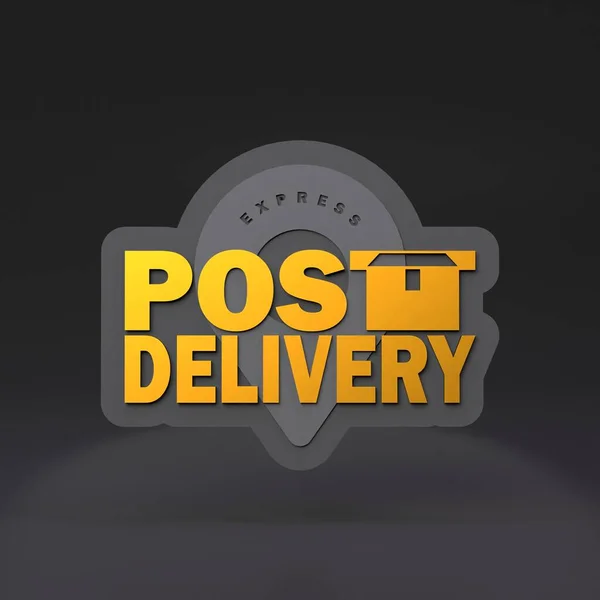 Golden Logo Delivery Mail Render Illustration —  Fotos de Stock