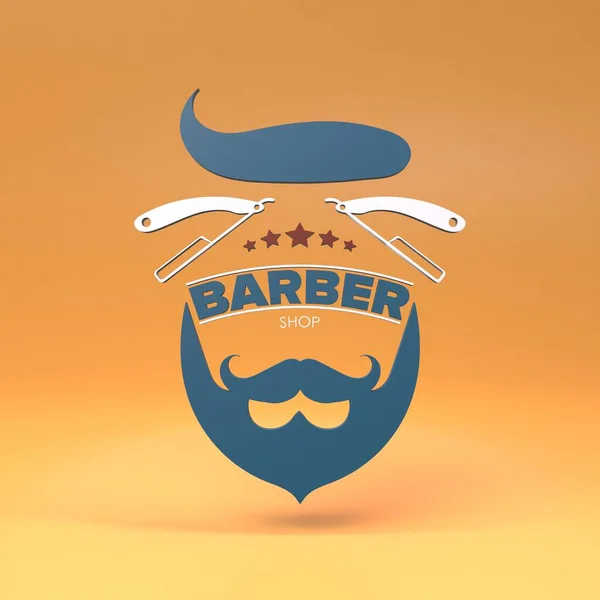 Logotipo Barbería Ilustración Renderizado — Foto de Stock