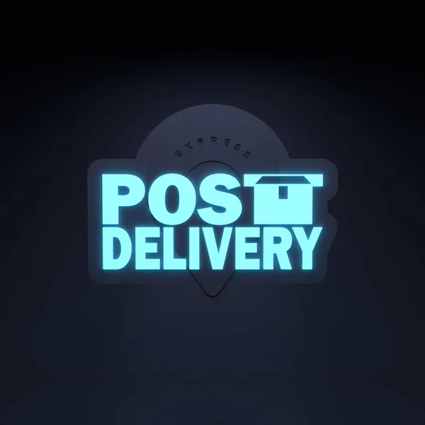 Neon Logo Delivery Mail Render Illustration — Stockfoto