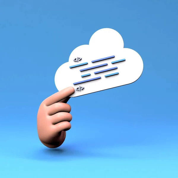 The hand holds a cloud, storage. 3D render illustration. High quality 3d illustration