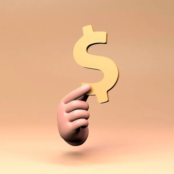 Handen Håller Ett Dollartecken Återgivning Illustration Hög Kvalitet Illustration — Stockfoto
