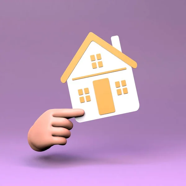 Der Hand Ein Haussymbol Renderillustration Hochwertige Illustration — Stockfoto