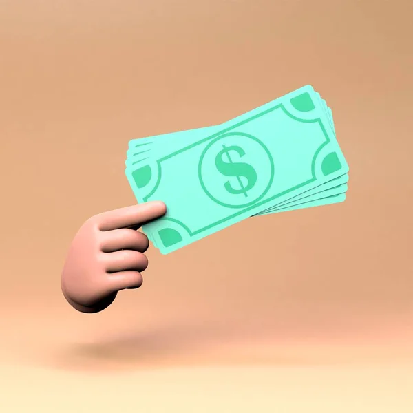 这只手拿着一美元的钞票 3D渲染插图 高质量3D插图 — 图库照片