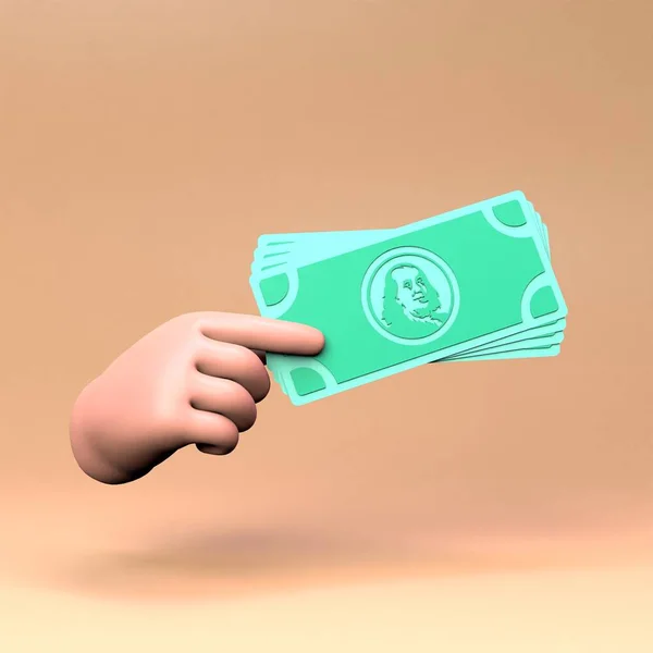 Hand Holds Dollar Bill Render Illustration High Quality Illustration — Stock Photo, Image