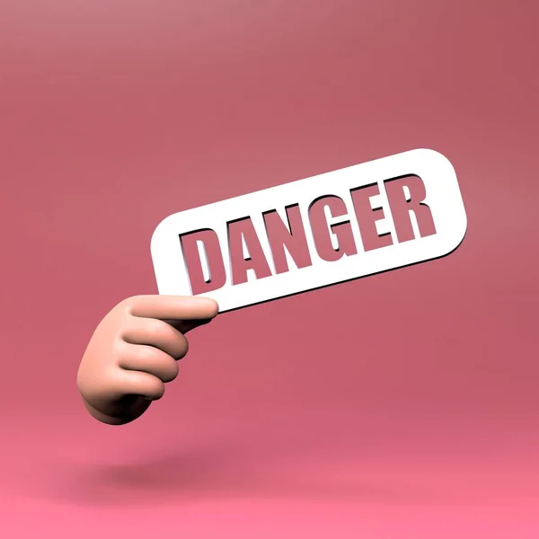 Hand Holds Danger Sign Render Illustration High Quality Illustration — Stock Photo, Image