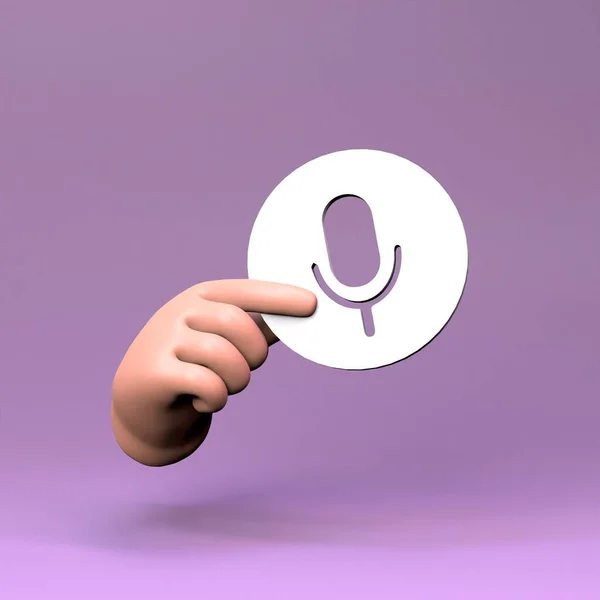 Hand Holding Microphone Icon Render Illustration High Quality Illustration — Stock Photo, Image