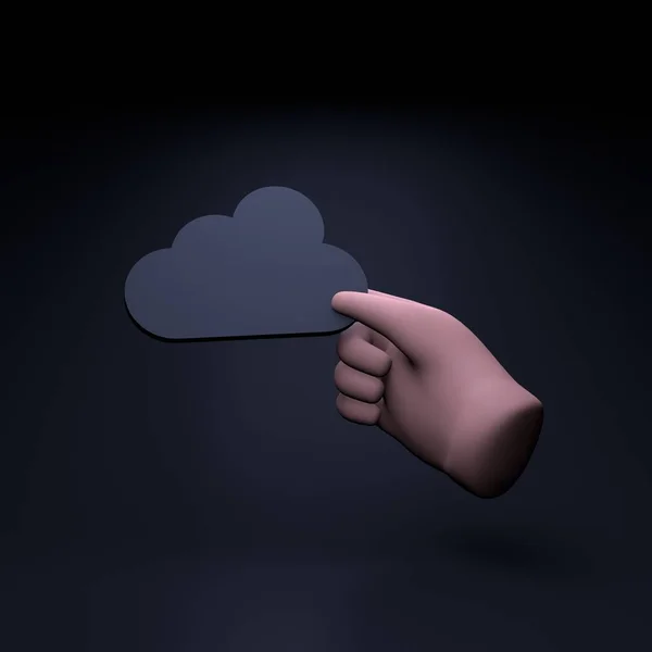 Mão Segurando Ícone Nuvem Renderizar Ilustração — Fotografia de Stock