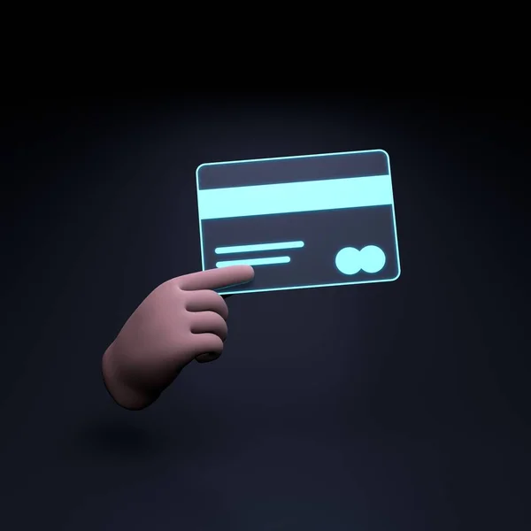 Mano Tiene Una Carta Credito Illustrazione Rendering — Foto Stock