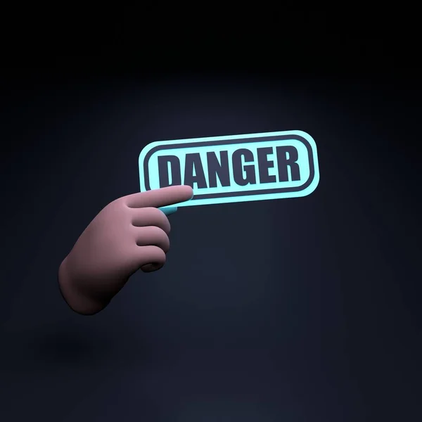 Hand Holds Dangerous Icon Render Illustration — Stock Photo, Image