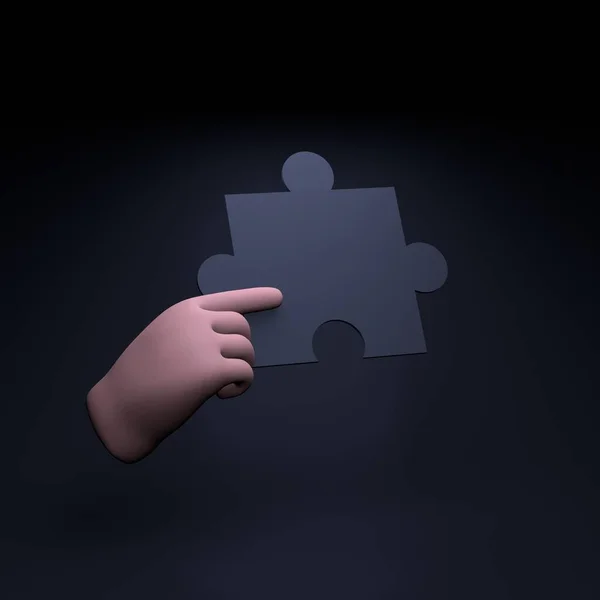 Hand Houdt Een Puzzelstukje Vast Illustratie Weergeven — Stockfoto