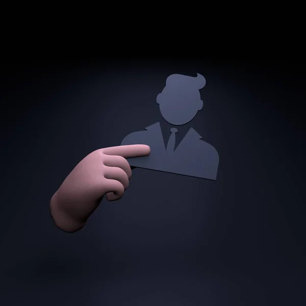 人のアイコンを保持する手 3Dレンダリング図 — ストック写真