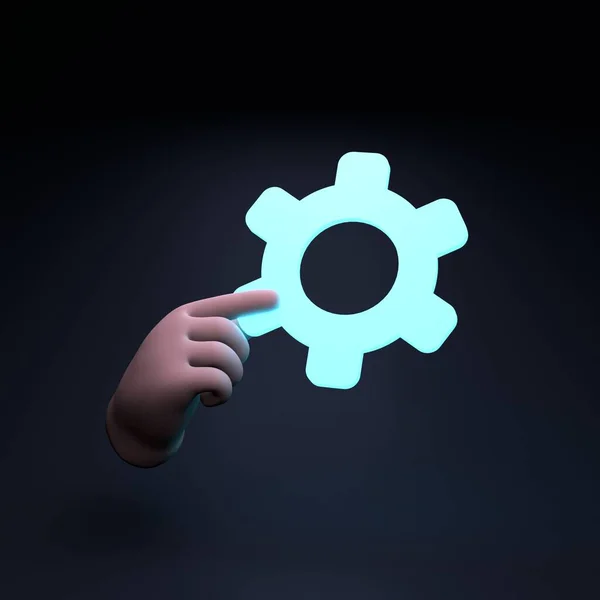 Hand Holds Gear Render Illustration — Stock Photo, Image