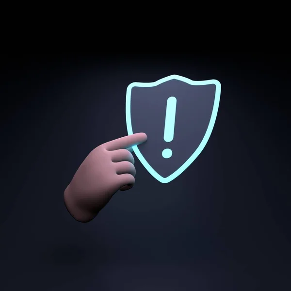 Hand Holding Shield Icon Concept Protection Danger Warning Render Illustration — Stock Photo, Image