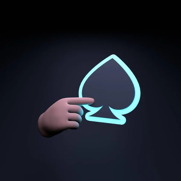 这只手拿着一件霓虹灯游泳衣 赌场的概念扑克3D渲染说明 高质量3D插图 — 图库照片