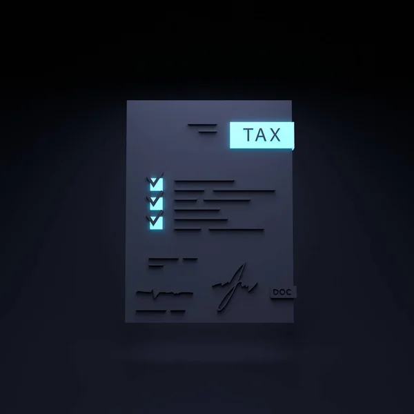 Tax return neon icon. Tax payment concept. 3d render illustration. High quality 3d illustration