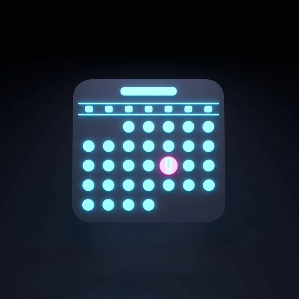 Neon Calendar Icon Render Illustration High Quality Illustration — Stockfoto