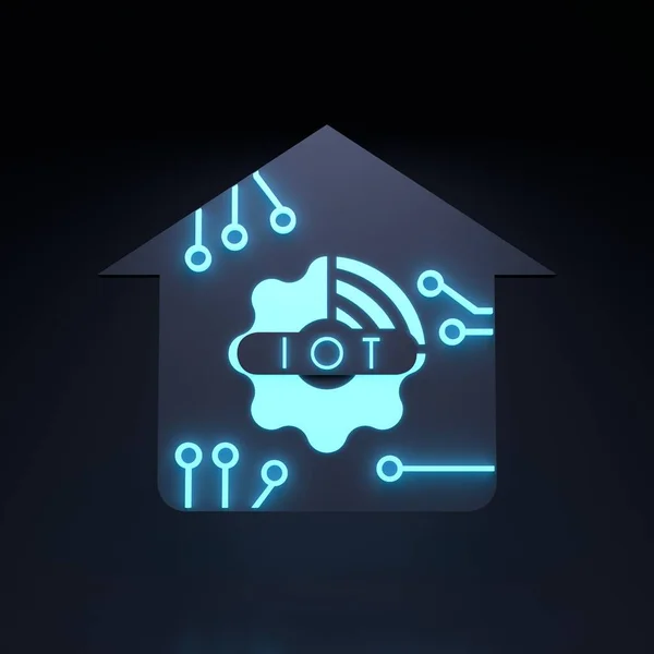 Símbolo Logotipo Cosa Internet Neón Concepto Iot Ilustración Renderizado — Foto de Stock