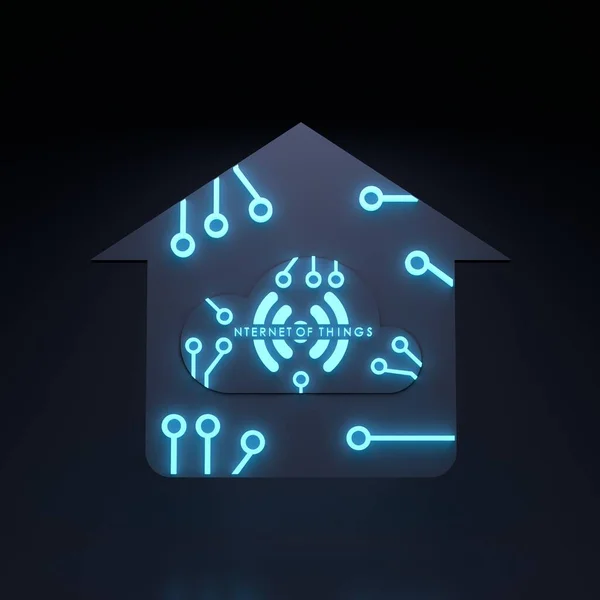 Символ Логотипу Неонового Інтернету Концепція Iot Ілюстрація Рендеринга — стокове фото