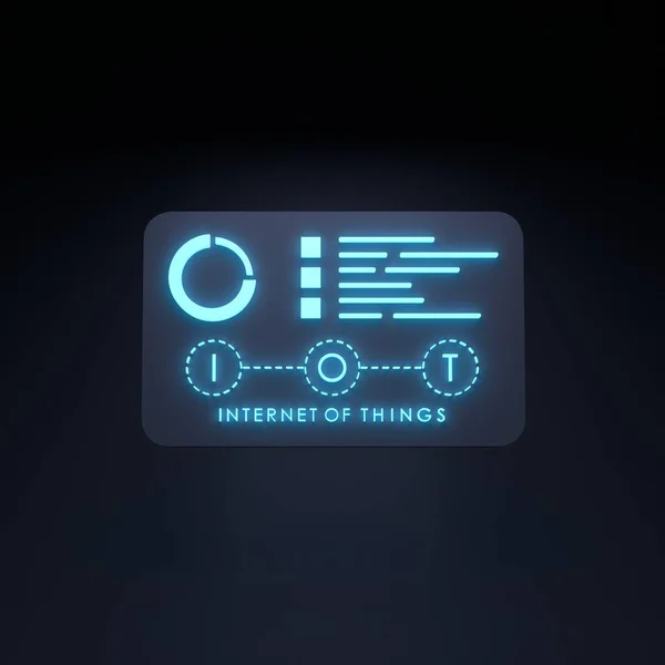 Símbolo Logotipo Cosa Internet Neón Concepto Iot Ilustración Renderizado —  Fotos de Stock
