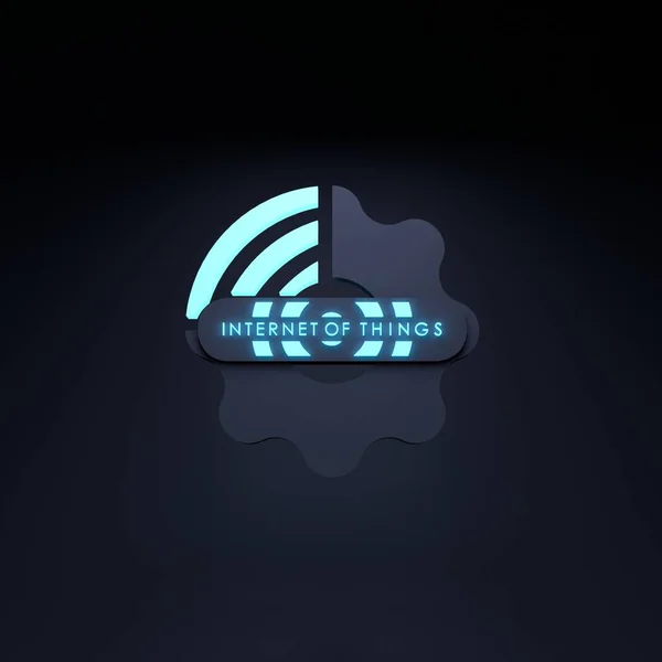 Símbolo Logotipo Cosa Internet Neón Concepto Iot Ilustración Renderizado — Foto de Stock