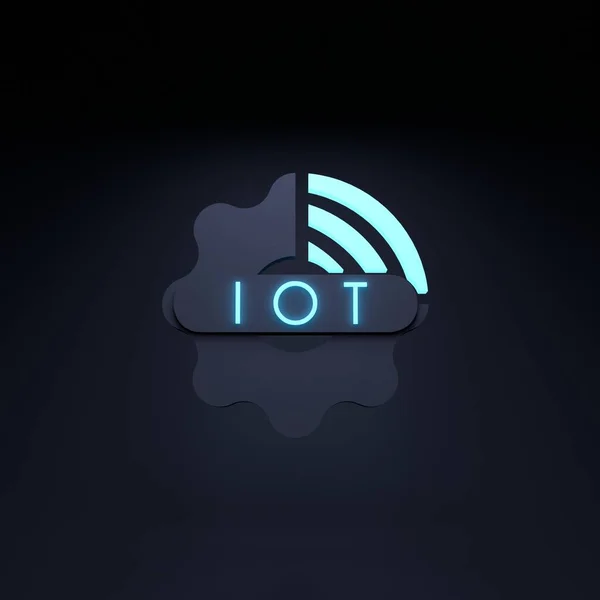 Néon Internet Chose Logo Symbole Concept Iot Illustration Rendu — Photo