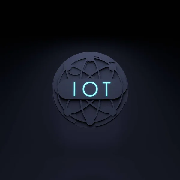 Neon Internet Cosas Logo Concepto Iot Ilustración Renderizado — Foto de Stock