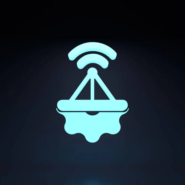 Neonowe Logo Internetowe Koncepcja Internetu Przedmiotów Ilustracja Renderowania — Zdjęcie stockowe