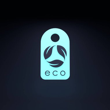 Neon ECO simgesi. Ekoloji Koruma Konseri. 3d resimleme.