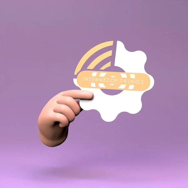 Hand Holding Iot Logo Internet Thing Concept Render Illustration — Stockfoto