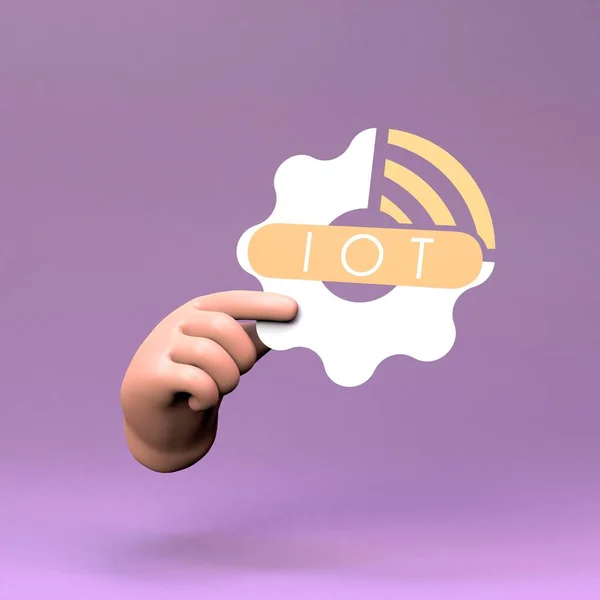 Hand Holding Iot Logo Internet Thing Concept Render Illustration — Fotografie, imagine de stoc