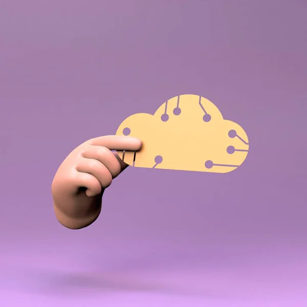 Hand Holding Cloud Icon Data Storage Concept Render Illustration — 图库照片