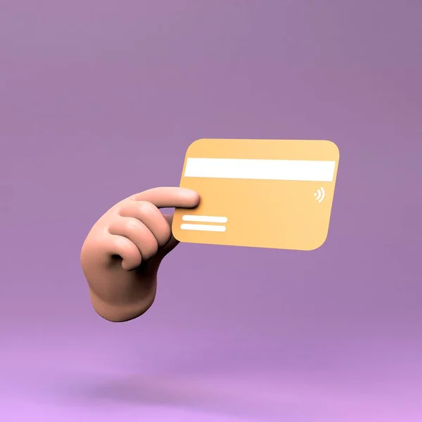 Mano Una Carta Credito Illustrazione Rendering Illustrazione Alta Qualità — Foto Stock