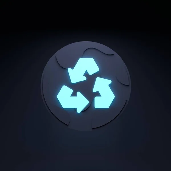 Neon Eco Icon Ecology Conservation Concert Render Illustration — Stock Photo, Image