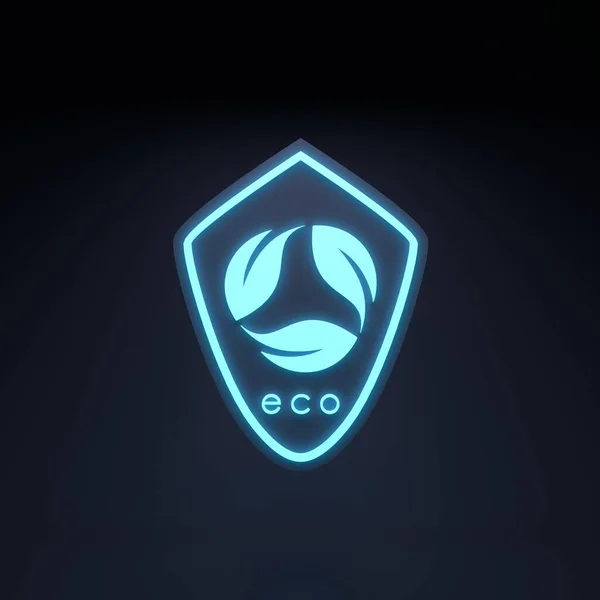 Neon Eco Icon Ecology Conservation Concert Render Illustration — Stock Fotó